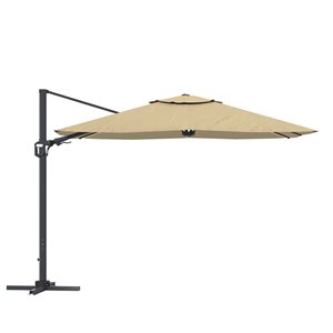 CASAINC 11-ft Tan Cantilever Patio Umbrella with LED Light