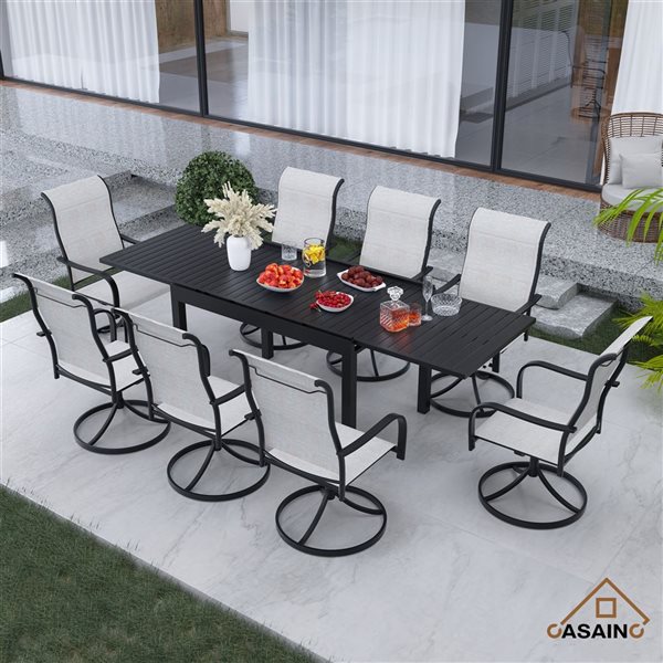 CASAINC 9-Piece Patio Extendable Dining Table