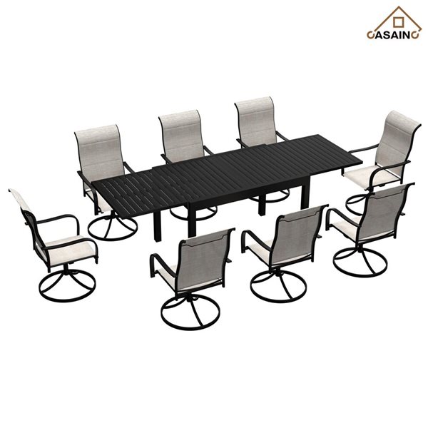 CASAINC 9-Piece Patio Extendable Dining Table