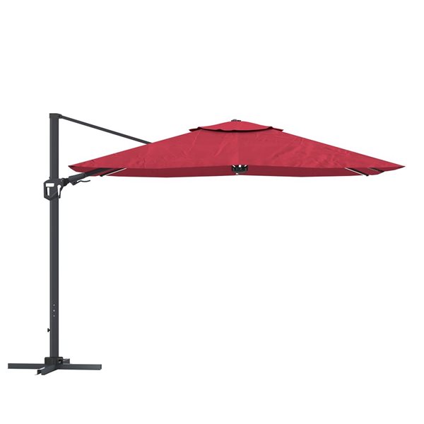 CASAINC 11-ft Red Cantilever Patio Umbrella with LED Light