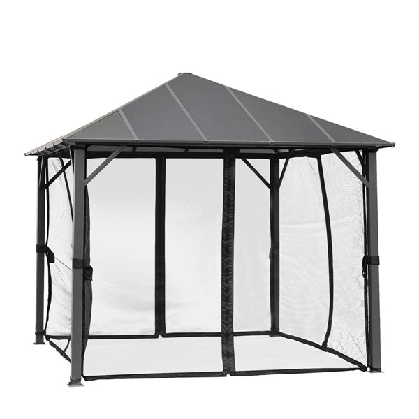 CASAINC 10 x 10-ft Permanent Outdoor Patio Gazebo with Aluminum Roof ...