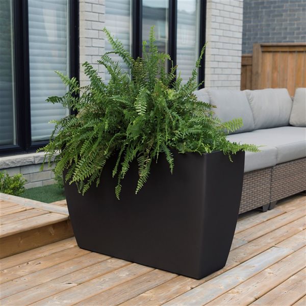 Mayne Kobi 36-in Black Self Watering Trough Planter