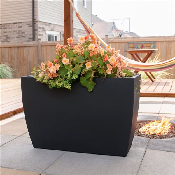 Mayne Kobi 36-in Black Self Watering Trough Planter