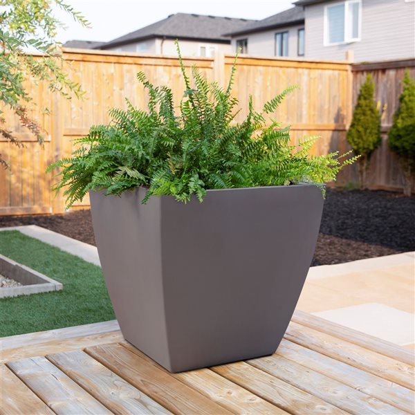 Mayne Kobi 24-in Graphite Grey Self Watering Square Planter