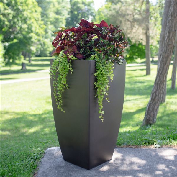 Mayne Kobi 38-in Black Self Watering Tall Planter