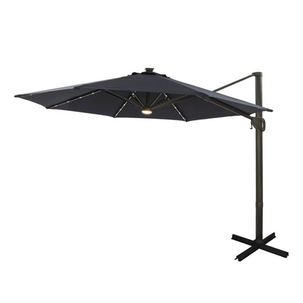 CASAINC 11-ft Red Cantilever Patio Umbrella with LED Light