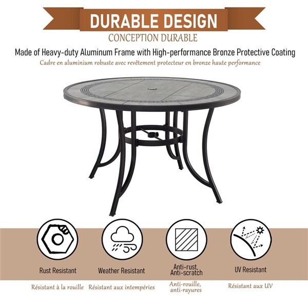 CASAINC 5-Piece Cast Aluminum Outdoor Table and Swivel Chairs