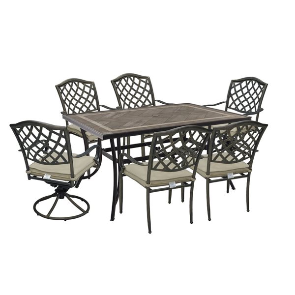 Patio Set Rona CASAINC Cast Aluminum 7-Piece Outdoor Patio Dining Set CA-IVY209-1112 ...