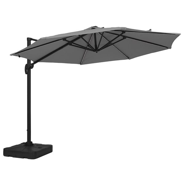CASAINC 11-ft Cantilever Patio Umbrella with LED Light in Grey