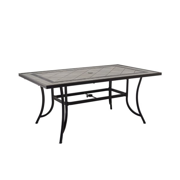 Outside Table Base Rectangle CASAINC Rectangle Outdoor Dining Table 39.76-in x 67.72-in with ...