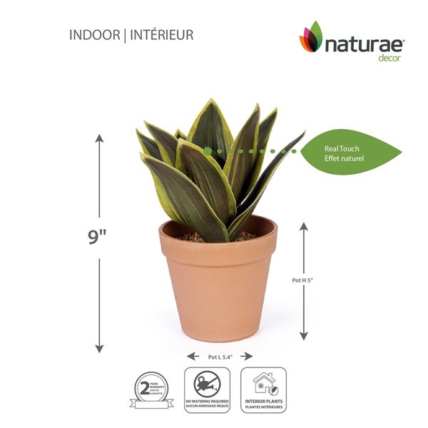 Naturae Decor Sanseveria Artifical Plant in Terra Cotta Pot 9-in