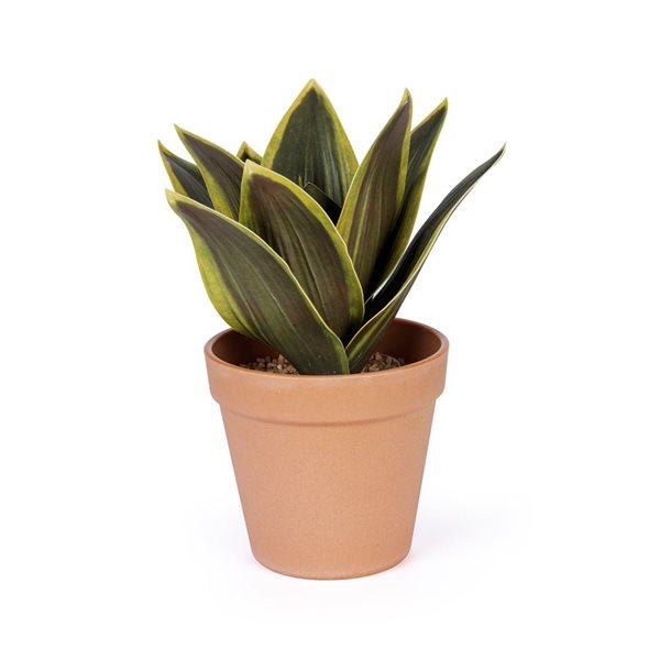 Naturae Decor Sanseveria Artifical Plant in Terra Cotta Pot 9-in