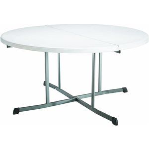 LIFETIME Round Fold-In-Half Table Commercial White Plastic 60-in