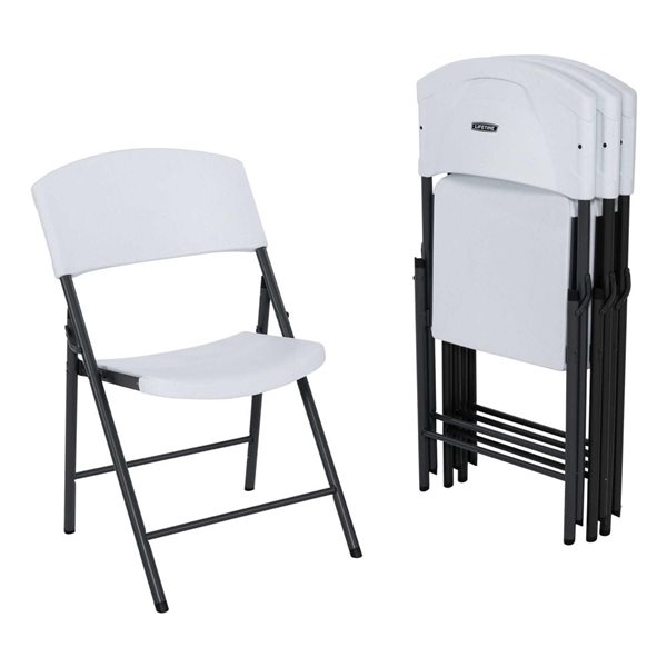 LIFETIME Commercial Folding Chair White Plastic and Black 4-Pack