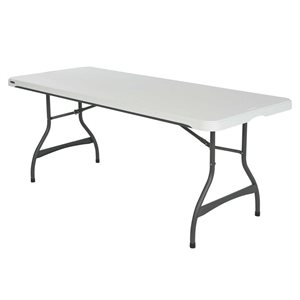 LIFETIME Foldable Black Table Premium Commercial White Plastic 6-ft