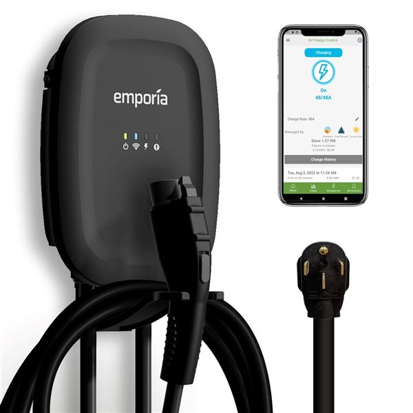 Emporia Energy 48 A Wall Mounted Level 2 Electric Car Charger Single