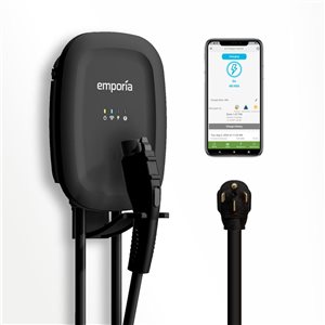 Emporia Energy 48 A Wall Mounted Level 2 Electric Car Charger - Single Charging Plug