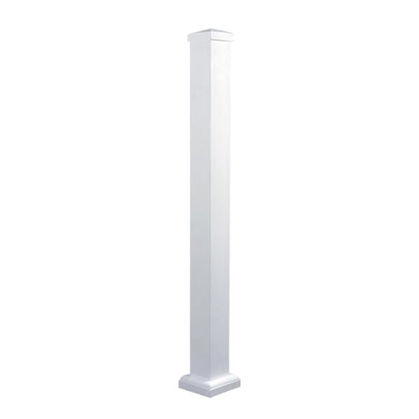 Poteau de garde-corps Nuvo Iron 3 x 3 x 39-3/4 po monté en surface en aluminium blanc