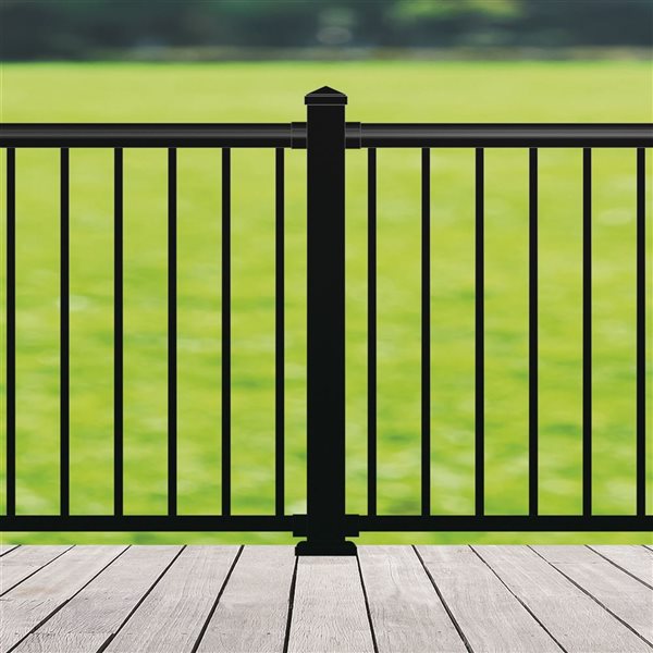 Nuvo Iron Deck Post 3 x 3 X 33-3/4-in Surface-Mounted in Black Aluminum