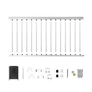 Nuvo Iron Panel Railing Kit 42-in x 6-ft White Square Aluminum