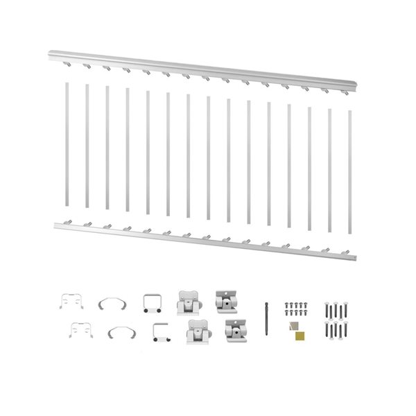 Panneau de rampe d'escalier Nuvo Iron 36 po x 6 pi en aluminium blanc