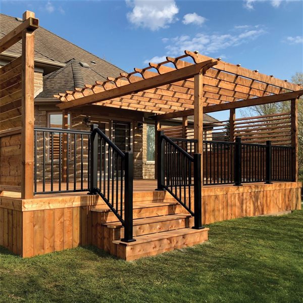 Poteau de garde-corps Nuvo Iron 3 x 3 x 39-3/4 po monté en surface en aluminium noir