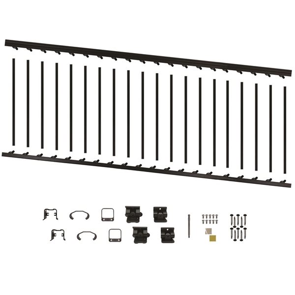 Nuvo Iron Stair Railing Kit 36-in x 8-ft Black Square Aluminum