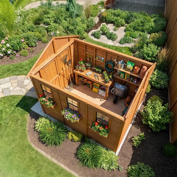 Outdoor Living Today 12-ft X 8-ft Gable Cedar Storage Shed with Metal Roof