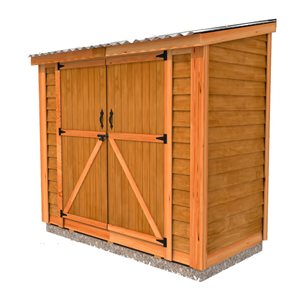 Outdoor Living Today 4-ft X 8-ft Lean-to Cedar Wood Storage Shed with Double Doors and Metal Roof