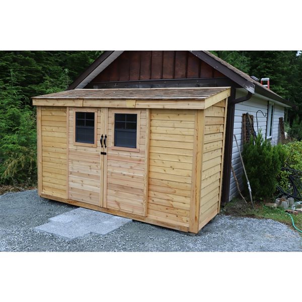 Outdoor Living Today 4-ft X 12-ft Lean-to Cedar Wood Storage Shed with Sliding Doors