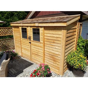 Outdoor Living Today 4-ft X 12-ft Lean-to Cedar Wood Storage Shed with Sliding Doors