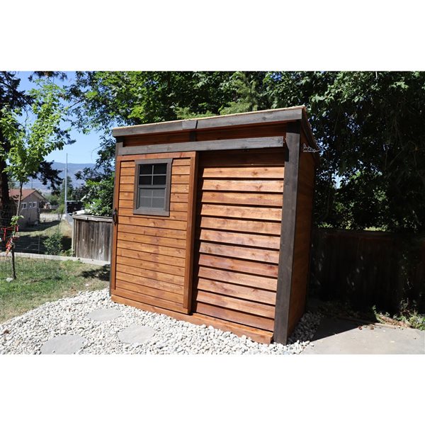 Outdoor Living Today 4-ft X 8-ft Lean-to Cedar Wood Storage Shed with Sliding Doors