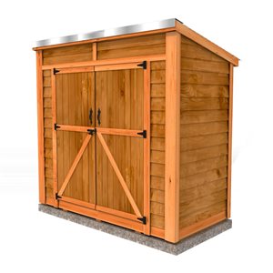 Outdoor Living Today 4-ft X 8-ft Lean-to Cedar Garden Shed with Double Doors and Metal Roof