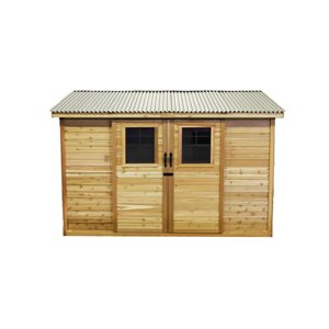 Outdoor Living Today 8-ft X 12-ft Gable Cedar Wood Garden Shed with Sliding doors and Cedar Roof