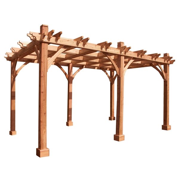 Outdoor Living Today 10-ft X 16-ft Natural Western Red Cedar Wood Freestanding Pergola with Retractable Canopy