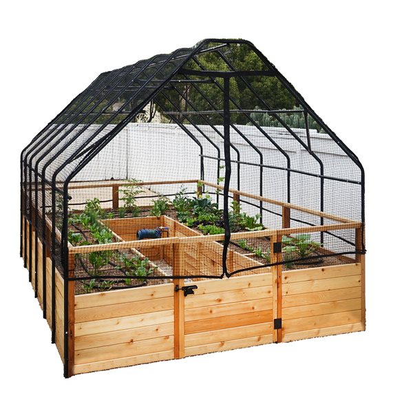 Outdoor Living Today 8 X 8 X 7.5-ft Brown Raised Garden Bed with Birdnetting Frame