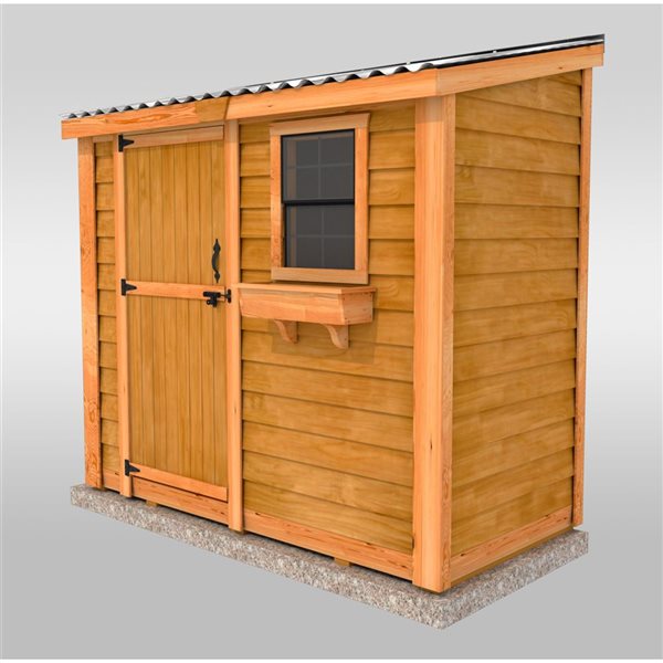 Outdoor Living Today 4-ft X 8-ft Lean-to Cedar Wood Storage Shed with Single Door and Metal Roof