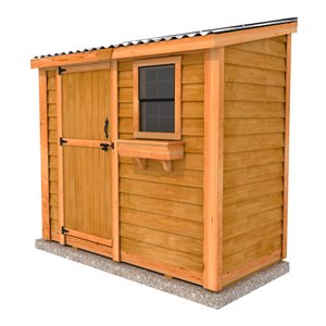 Outdoor Living Today 4-ft X 8-ft Lean-to Cedar Wood Storage Shed with Single Door and Metal Roof