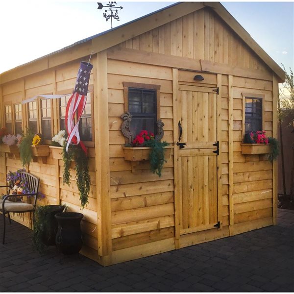 Outdoor Living Today 16-ft X 12-ft Gable Cedar Garden Shed with Metal Roof