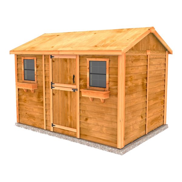 Outdoor Living Today 4-ft X 8-ft Lean-to Cedar Wood Storage Shed with Double Doors and Plywood Roof