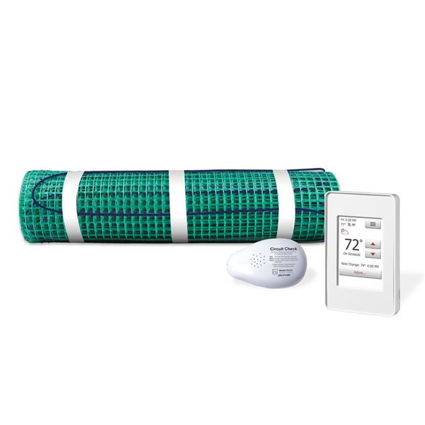 Ensemble de plancher chauffant WarmlyYours avec thermostat WiFi, 120 V, 8 pi²