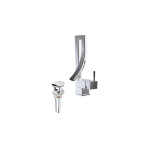 DROP Bath and Kitchen Waterfall Chrome/Chrome Sink Faucet Set