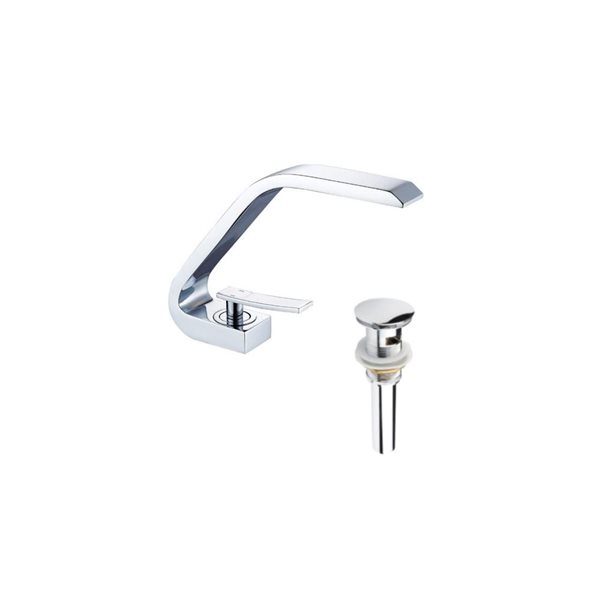 DROP Bath and Kitchen Island Chrome/Brass Sink Faucet Set