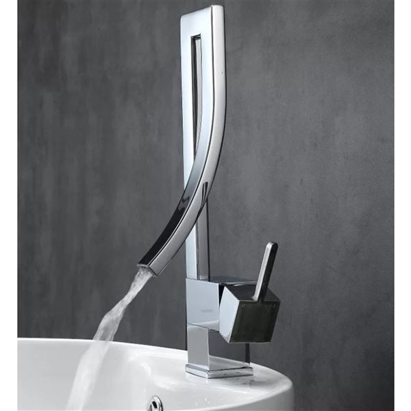 DROP Bath and Kitchen Waterfall Chrome/Chrome Sink Faucet Set