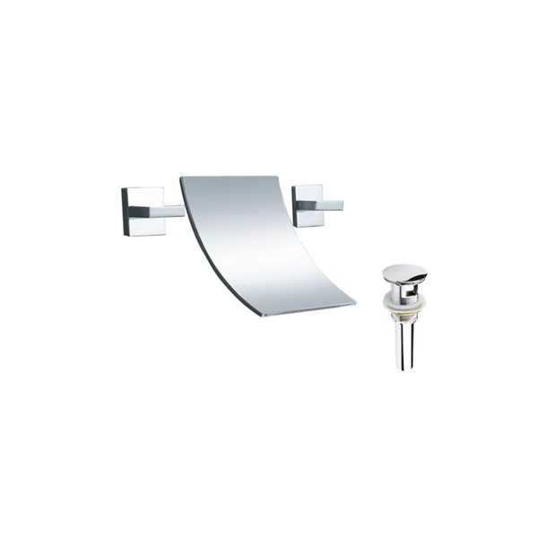 DROP Bath and Kitchen Waterfall Chrome/Brass Sink Faucet Set