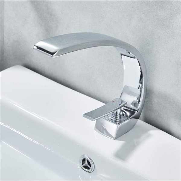 DROP Bath and Kitchen Island Chrome/Brass Sink Faucet Set