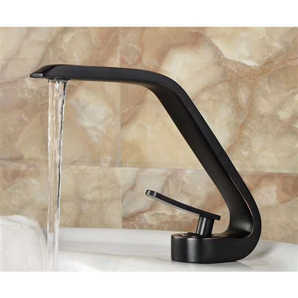 Ensemble de robinet de lavabo Island noir/laiton DROP Bath and Kitchen