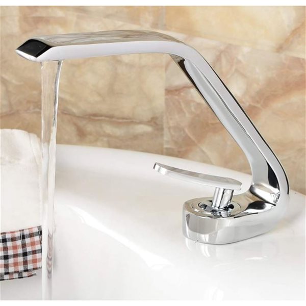 DROP Bath and Kitchen Island Chrome/Brass Sink Faucet Set