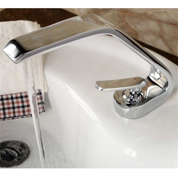 DROP Bath and Kitchen Island Chrome/Brass Sink Faucet Set