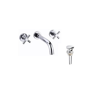 DROP Bath and Kitchen Wheel Chrome/Brass Sink Faucet Set